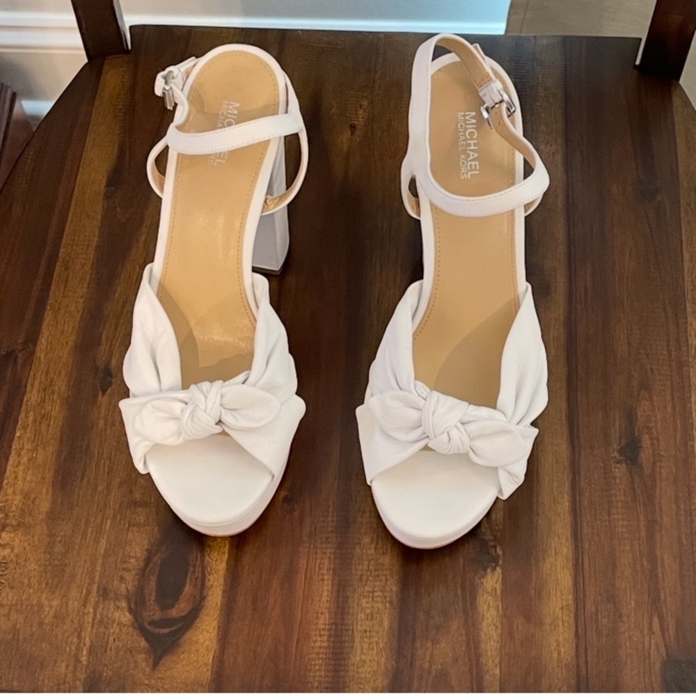 Michael Kors White Heels with Bow Accent